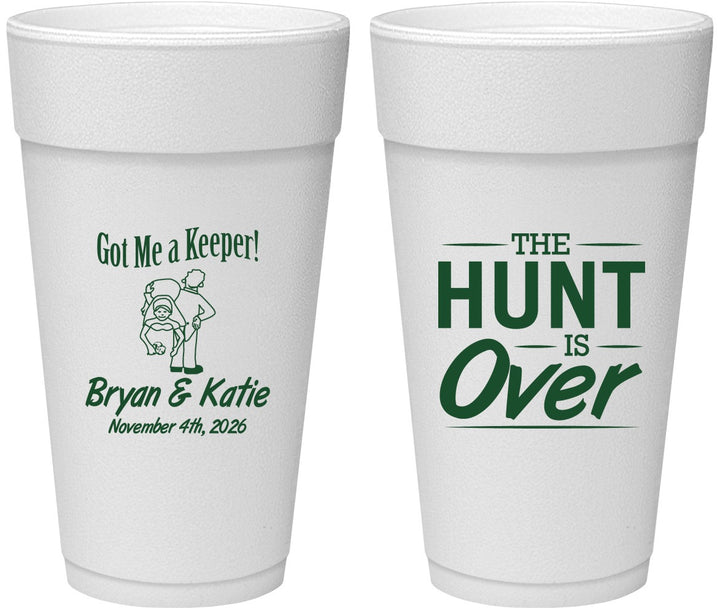 Personalized Wedding 24 oz Foam Cups - The Hunt Is Over | 216