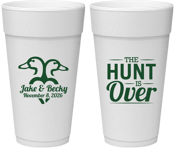 Personalized Wedding 24 oz Foam Cups - The Hunt Is Over Duck | 217