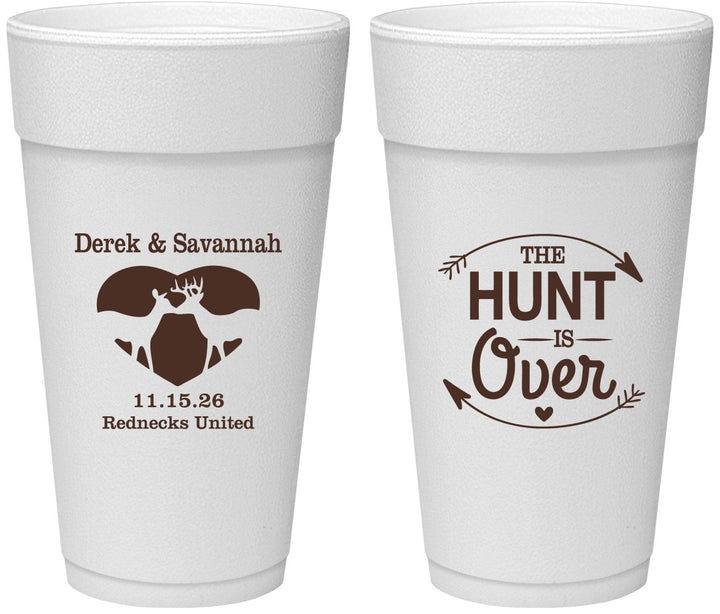 Personalized Wedding 24 oz Foam Cups - The Hunt Is Over Deer | 220