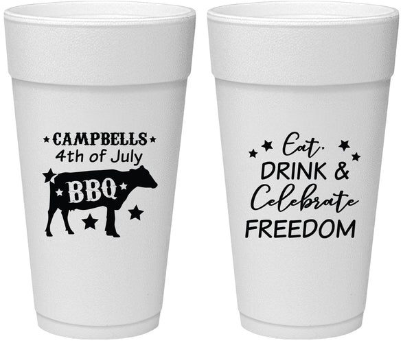 Personalized 4th Of July 24 oz Foam Cups - Eat Drink Freedom | 220000