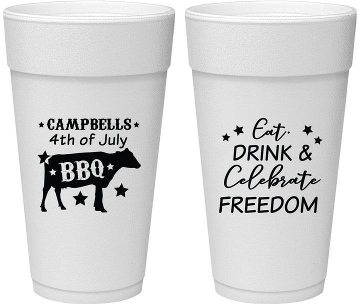 Personalized 4th Of July 24 oz Foam Cups - Eat Drink Freedom | 220000