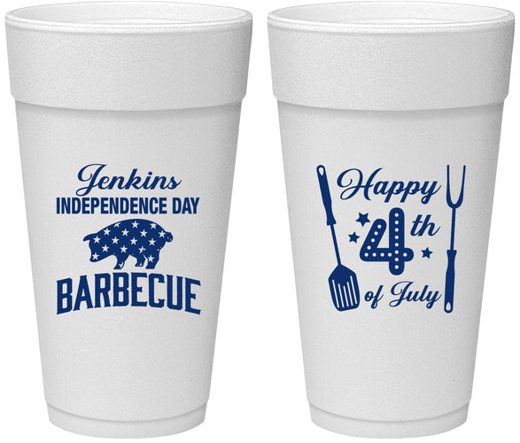 Personalized 4th Of July 24 oz Foam Cups - Barbecue Bbq | 220001