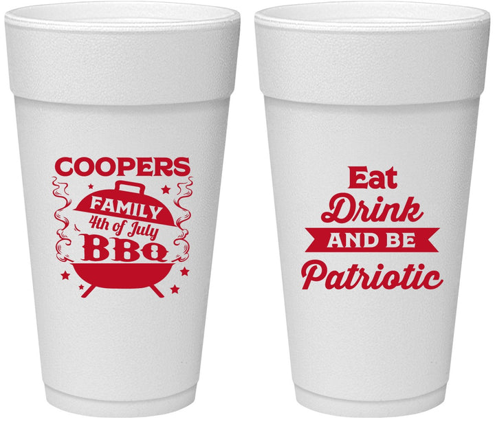 Personalized 4th Of July 24 oz Foam Cups - Eat Drink Patriotic | 220002