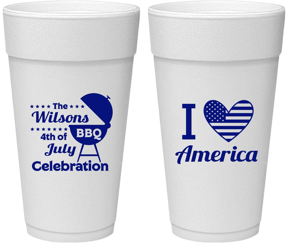 Personalized 4th Of July 24 oz Foam Cups - Barbecue Bbq | 220007
