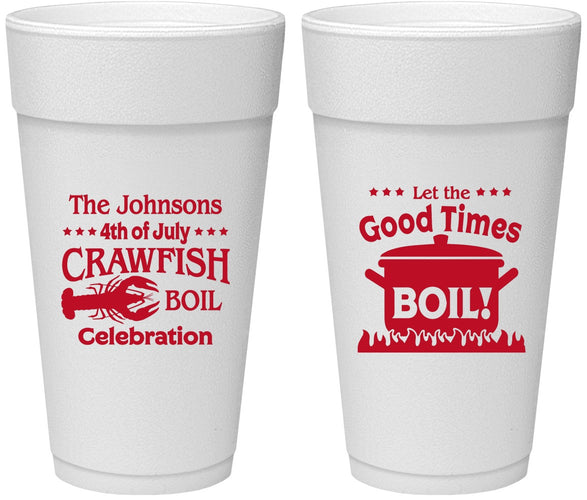 Personalized 4th Of July 24 oz Foam Cups - Crawfish Boil | 220010