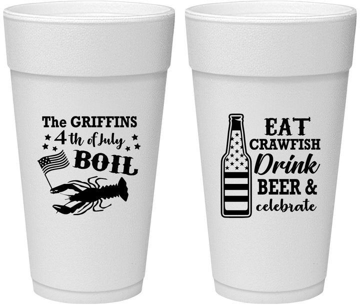 Personalized 4th Of July 24 oz Foam Cups - Crawfish Boil | 220012