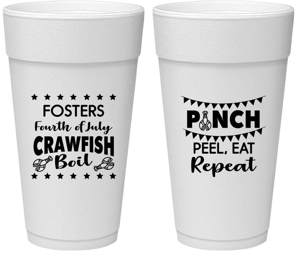 Personalized 4th Of July 24 oz Foam Cups - Crawfish Boil | 220016