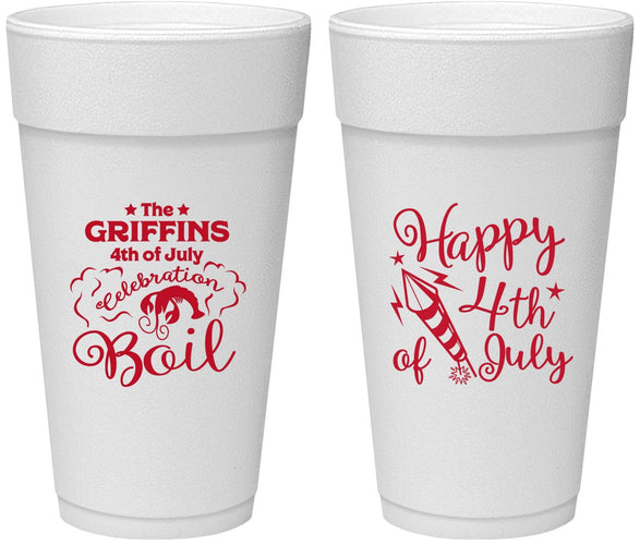 Personalized 4th Of July 24 oz Foam Cups - Crawfish Boil | 220018