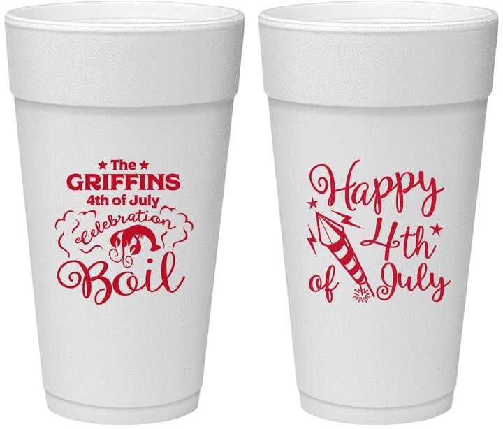 Personalized 4th Of July 24 oz Foam Cups - Crawfish Boil | 220018