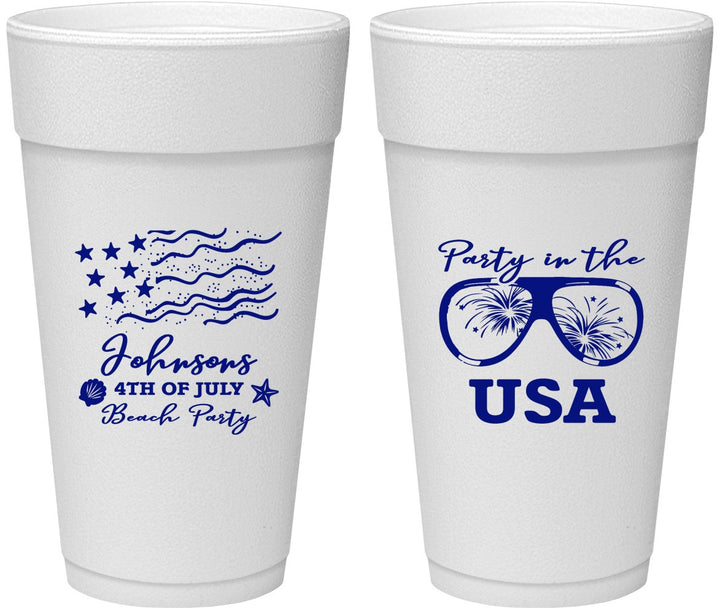 Personalized 4th Of July 24 oz Foam Cups - Party In The Usa | 220023