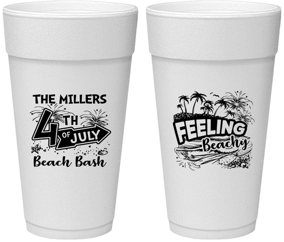 Personalized 4th Of July 24 oz Foam Cups - Feeling Beachy | 220024
