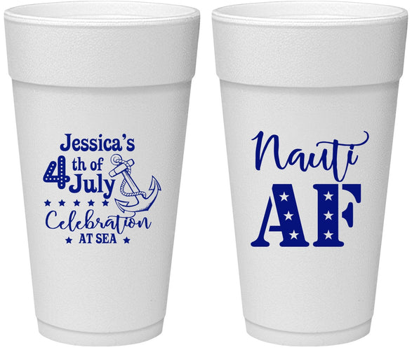 Personalized 4th Of July 24 oz Foam Cups - Nautical Anchor | 220035