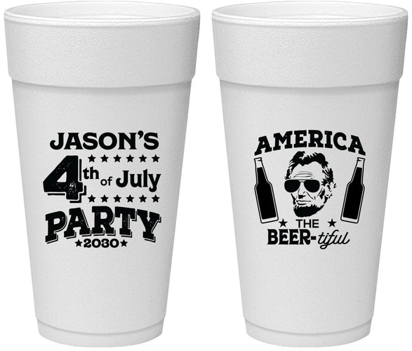 Personalized 4th Of July 24 oz Foam Cups - Bbq Lincoln | 220036
