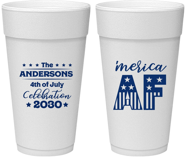 Personalized 4th Of July 24 oz Foam Cups - Merica Af | 220041