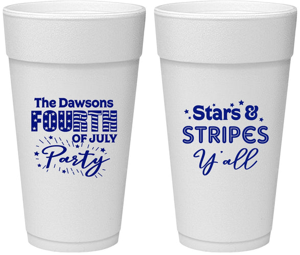 Personalized 4th Of July 24 oz Foam Cups - Stars Stripes | 220047