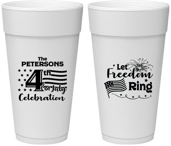 Personalized 4th Of July 24 oz Foam Cups - Fireworks | 220048