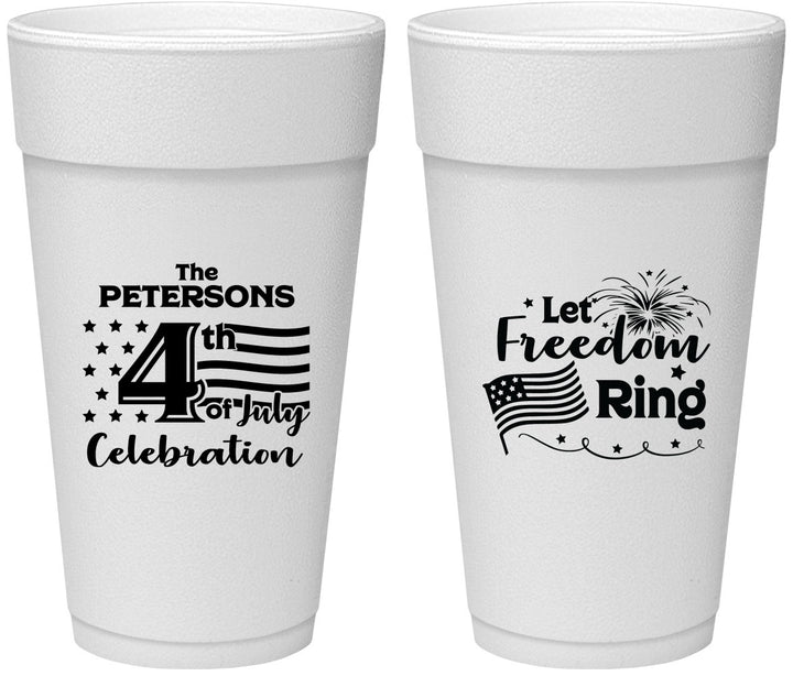Personalized 4th Of July 24 oz Foam Cups - Fireworks | 220048