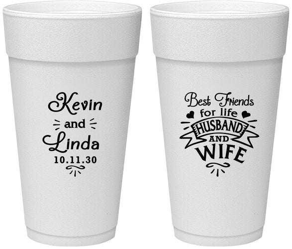 Personalized Wedding 24 oz Foam Cups - Best Friends | 221