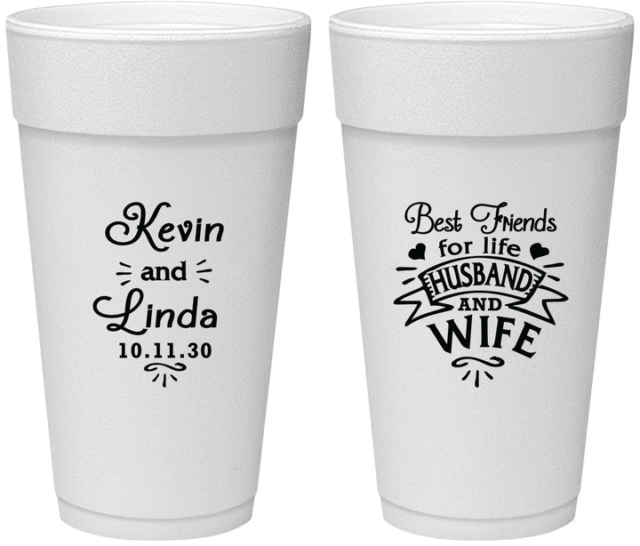 Personalized Wedding 24 oz Foam Cups - Best Friends | 221
