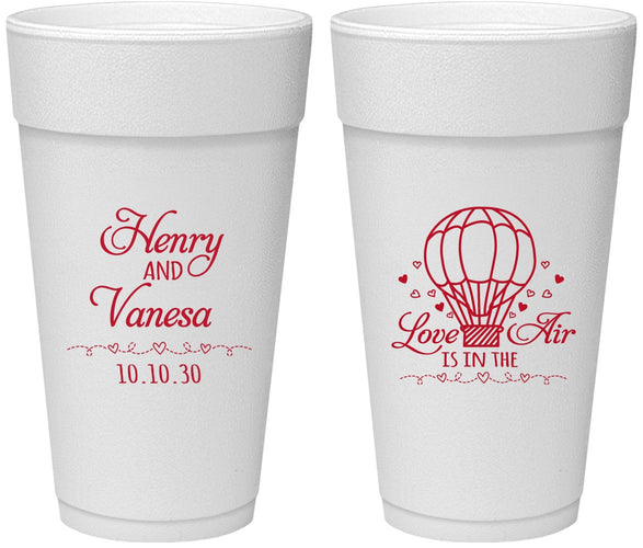 Personalized Wedding 24 oz Foam Cups - Hot Air Balloon | 225