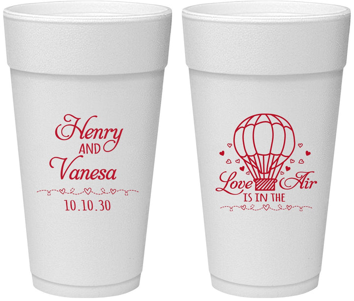 Personalized Wedding 24 oz Foam Cups - Hot Air Balloon | 225