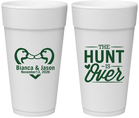 Personalized Wedding 24 oz Foam Cups - The Hunt Is Over Duck | 227