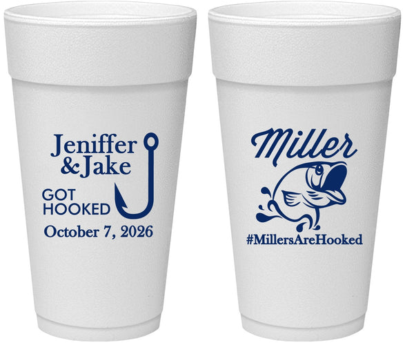 Personalized Wedding 24 oz Foam Cups - Got Hook Fish | 230