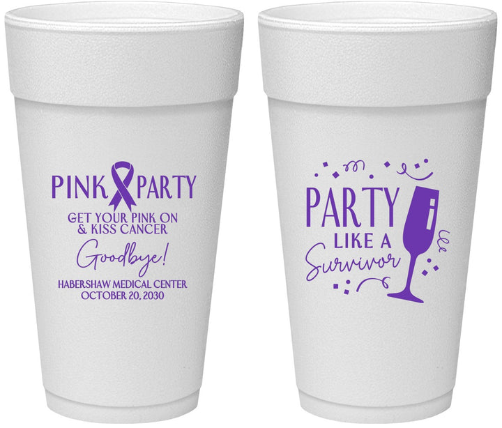 Personalized Awareness 24 oz Foam Cups - Pink Party | 230000