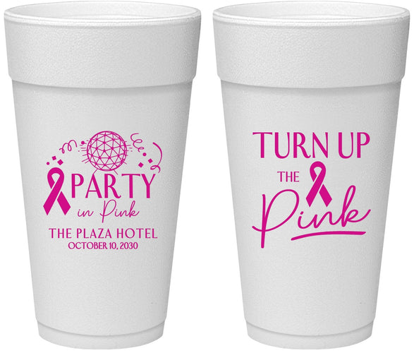 Personalized Awareness 24 oz Foam Cups - Party In Pink | 230002