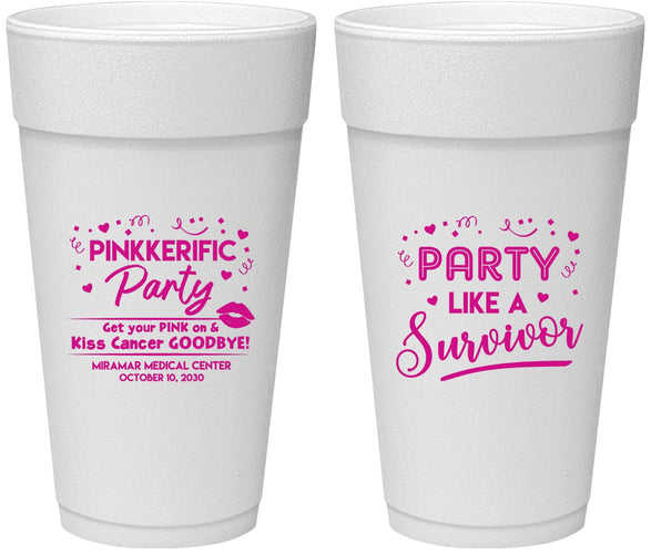 Personalized Awareness 24 oz Foam Cups - Party Like A Survivor | 230003