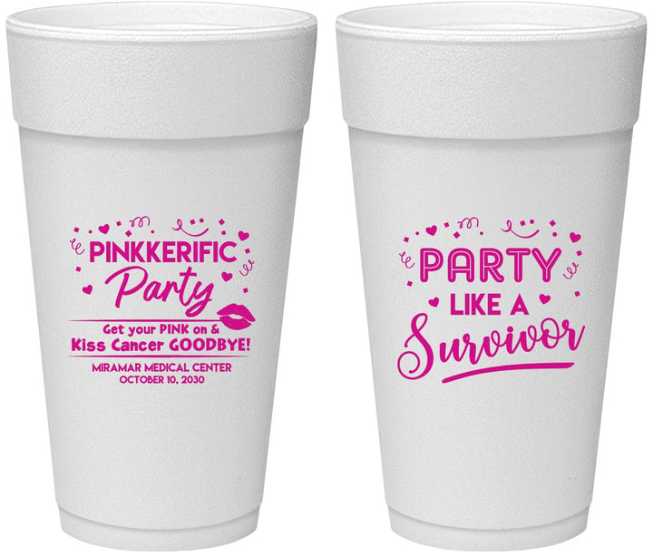 Personalized Awareness 24 oz Foam Cups - Party Like A Survivor | 230003