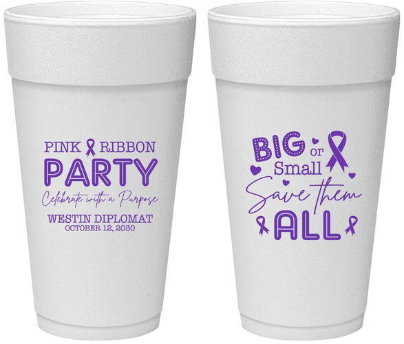 Personalized Awareness 24 oz Foam Cups - Pink Ribbon | 230004