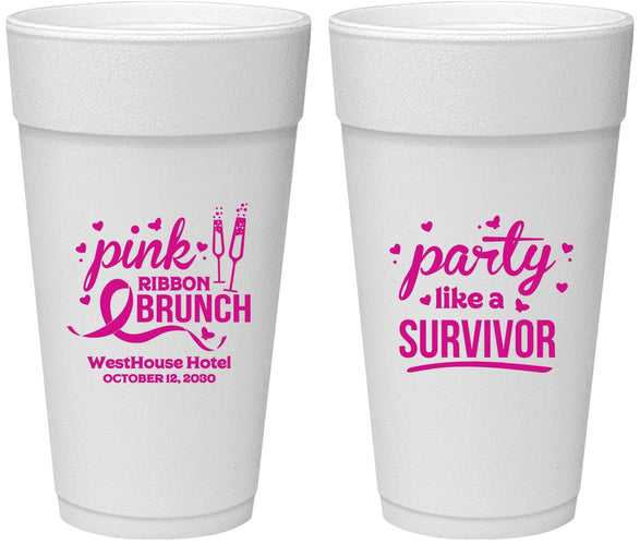 Personalized Awareness 24 oz Foam Cups - Party Like A Survivor | 230005
