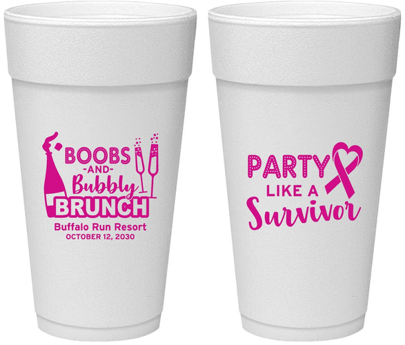 Personalized Awareness 24 oz Foam Cups - Party Like A Survivor | 230006