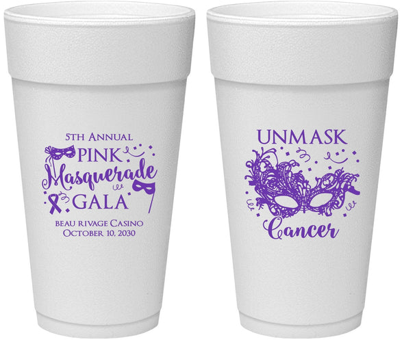 Personalized Awareness 24 oz Foam Cups - Masquerade | 230008