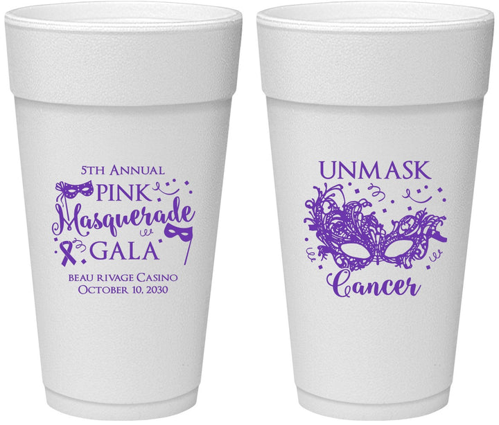 Personalized Awareness 24 oz Foam Cups - Masquerade | 230008