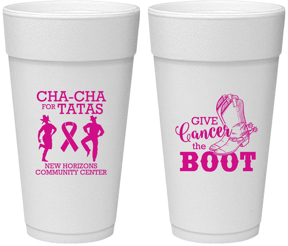 Personalized Awareness 24 oz Foam Cups - Give Cancer A Boot | 230011
