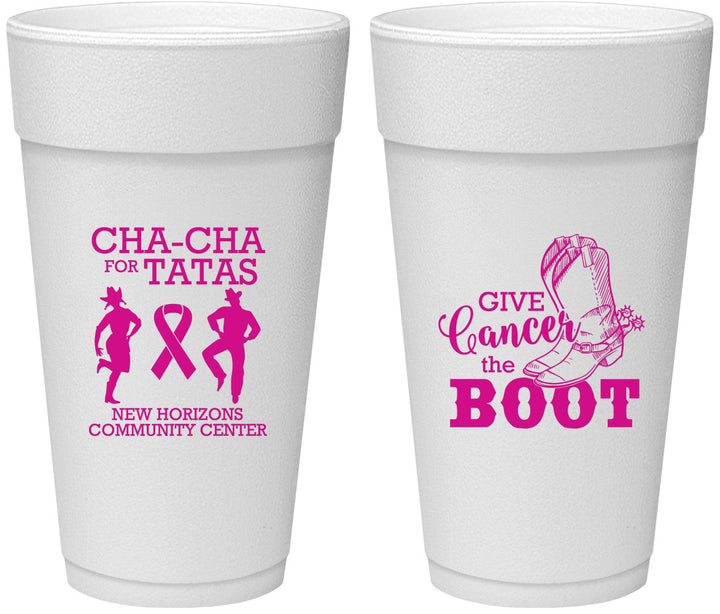 Personalized Awareness 24 oz Foam Cups - Give Cancer A Boot | 230011
