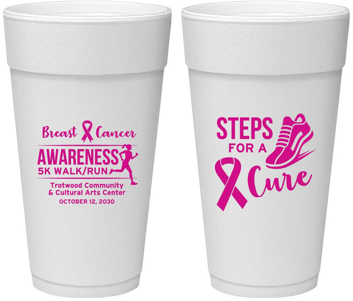 Personalized Awareness 24 oz Foam Cups - Steps For A Cure | 230014