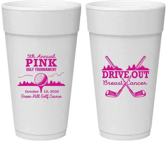 Personalized Awareness 24 oz Foam Cups - Gold Drive Out | 230017