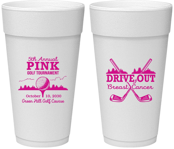 Personalized Awareness 24 oz Foam Cups - Gold Drive Out | 230017