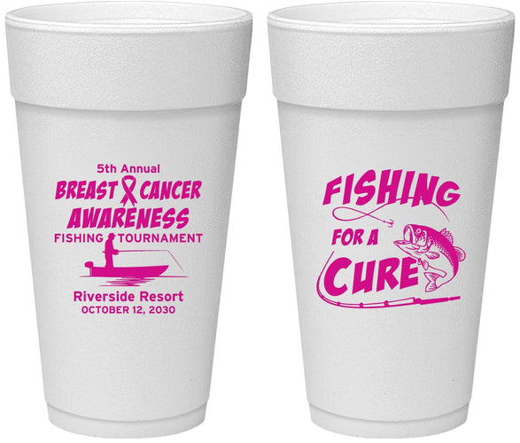 Personalized Awareness 24 oz Foam Cups - Fishing For A Cure | 230018