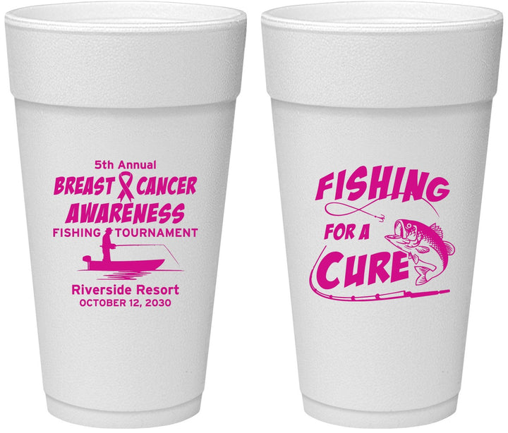 Personalized Awareness 24 oz Foam Cups - Fishing For A Cure | 230018