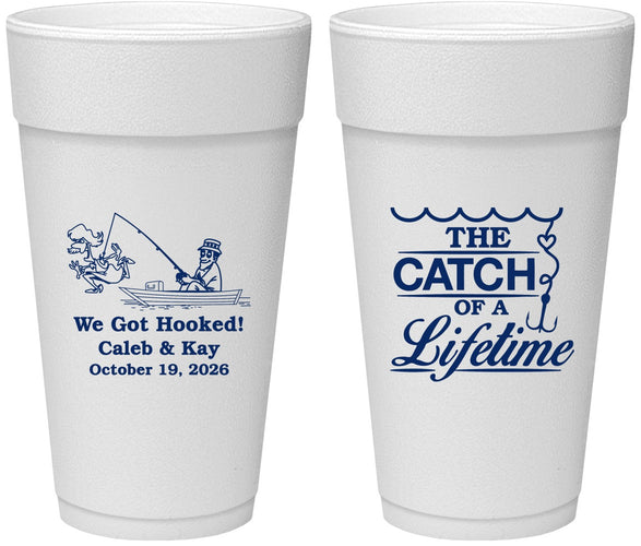 Personalized Wedding 24 oz Foam Cups - Catch Of A Lifetime | 234