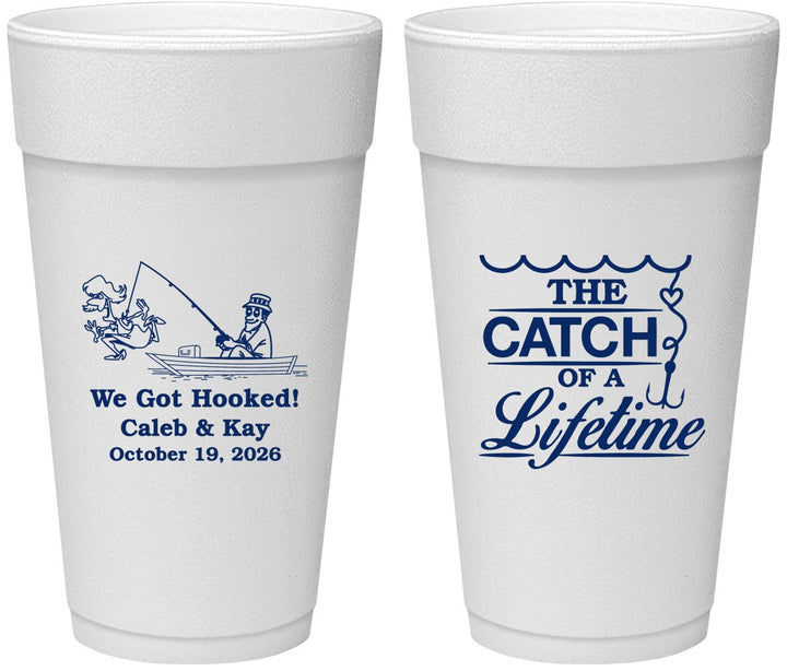 Personalized Wedding 24 oz Foam Cups - Catch Of A Lifetime | 234