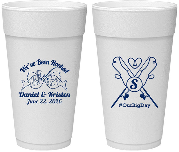 Personalized Wedding 24 oz Foam Cups - Been Hooked Fishing | 238