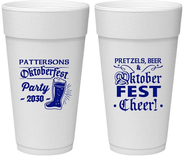 Personalized Oktoberfest 24 oz Foam Cups - Pretzel | 240001