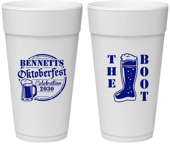 Personalized Oktoberfest 24 oz Foam Cups - Boot | 240004