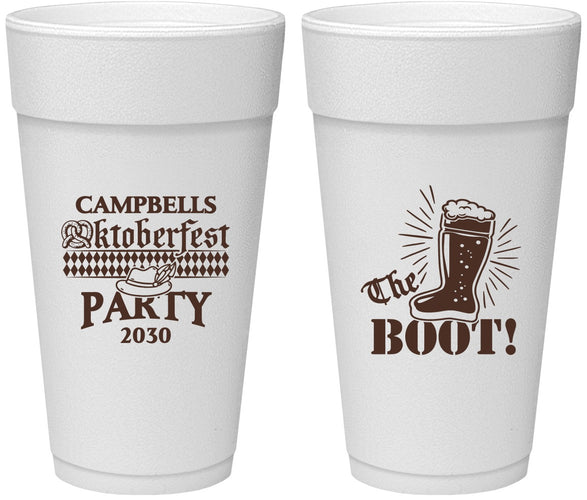 Personalized Oktoberfest 24 oz Foam Cups - Boot | 240006