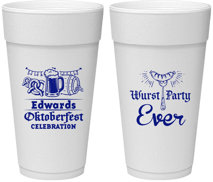 Personalized Oktoberfest 24 oz Foam Cups - Wurst Party Ever | 240008